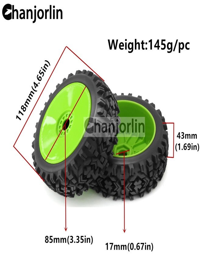 Chanjorlin 1/8 Buggy Tires OD 118mm and Wheels 17mm Hex Rubber RC Off Road Tyres for 1:8 Scale Buggy Truck Car HSP Kyosho MP10 VRX HPI Hobao ARRMA Typhon 6S 3S Talion Traxxas Losi 8ight 4PCS (Green) - Image 2